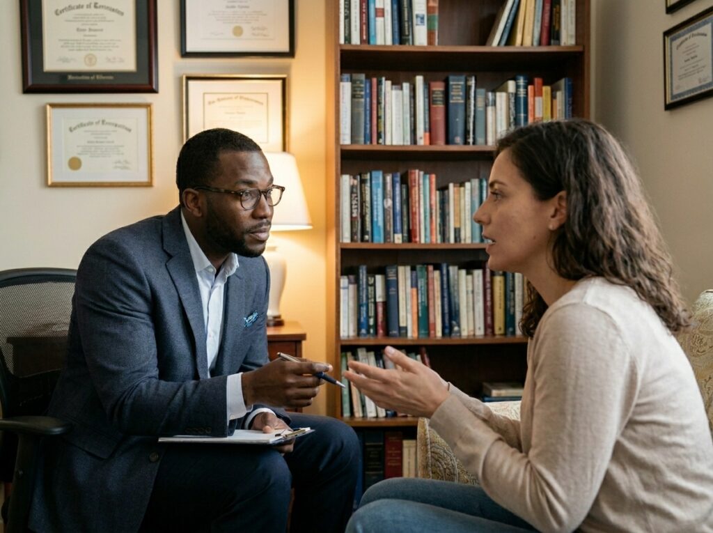 black therapist with client 202606111615