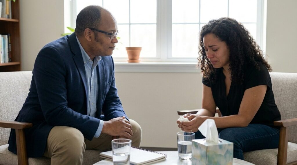 therapist comforting patient aft… 202606092052